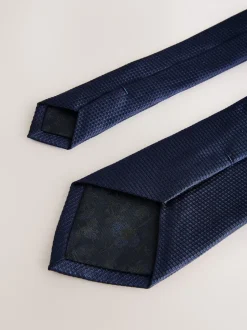Stropdassen En Pochets|Next Marineblauw - Set met textuurrijke stropdas en pochet