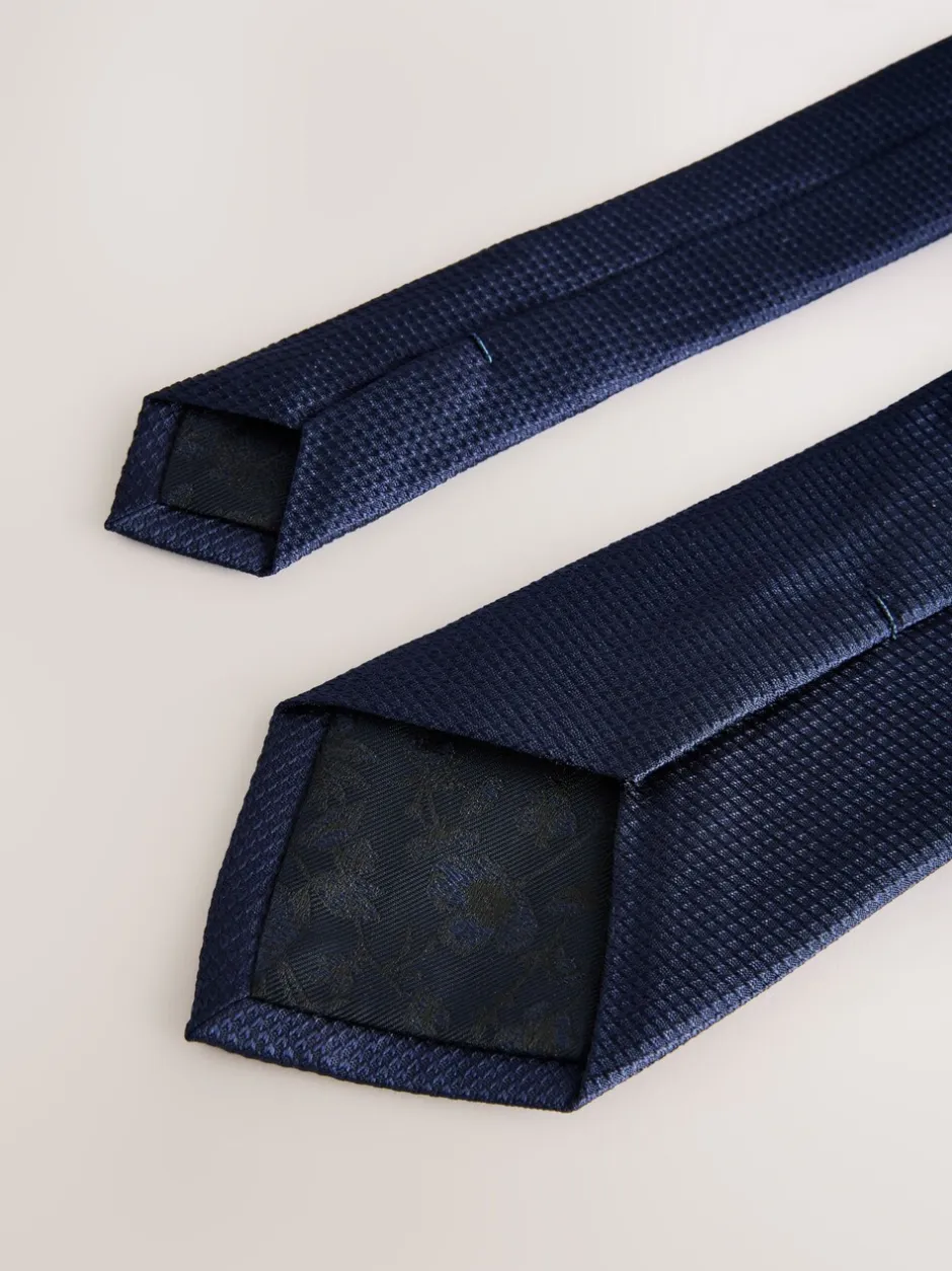 Stropdassen En Pochets|Next Marineblauw - Set met textuurrijke stropdas en pochet