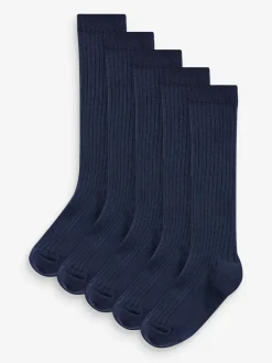 Sokken|Next - Set van 5 paar kniesokken met hoog katoenpercentage Marineblauw