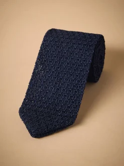 Stropdassen En Pochets*Next - Signature das met textuur van Italiaanse zijde Marineblauw