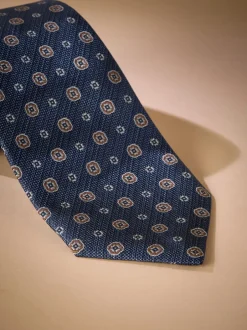 Stropdassen En Pochets|Next Marineblauw - Signature designstropdas van Italiaanse zijde
