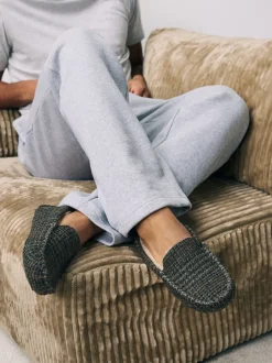 Pantoffels|Loungewear*Next Marineblauw - Signature Harris Tweed Moccasin Slippers