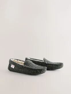 Pantoffels|Loungewear*Next Marineblauw - Signature Harris Tweed Moccasin Slippers