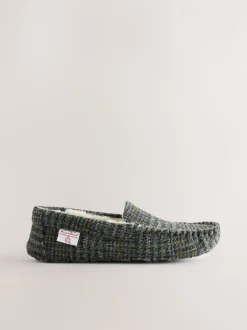 Pantoffels|Loungewear*Next Marineblauw - Signature Harris Tweed Moccasin Slippers