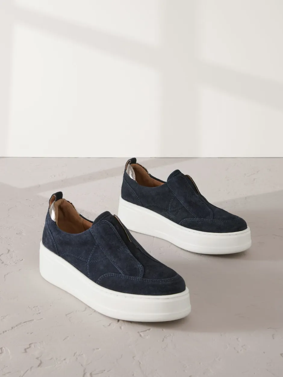 Sneakers*Next Marineblauw - Signature leren instapsneakers met dikke zool en plateauzool