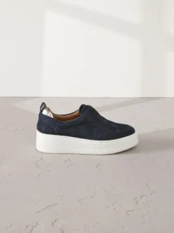 Sneakers*Next Marineblauw - Signature leren instapsneakers met dikke zool en plateauzool