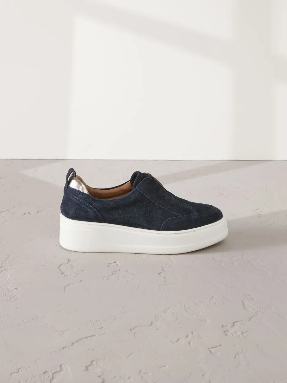 Sneakers*Next Marineblauw - Signature leren instapsneakers met dikke zool en plateauzool