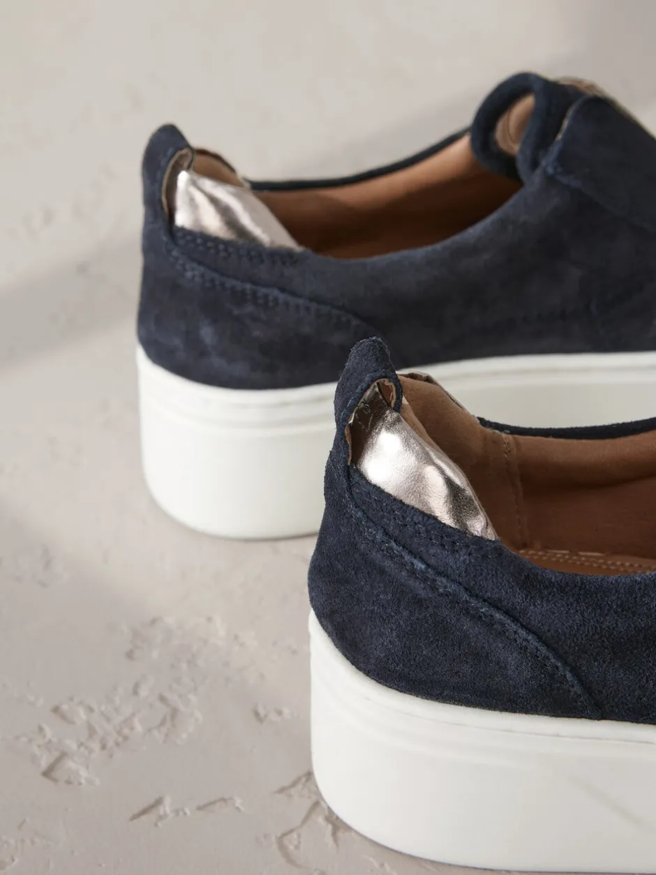 Sneakers*Next Marineblauw - Signature leren instapsneakers met dikke zool en plateauzool