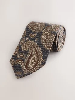Stropdassen En Pochets|Next Marineblauw - Signature Made In Italy Printed Paisley Tie