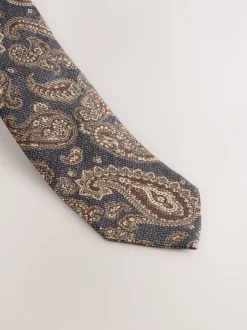 Stropdassen En Pochets|Next Marineblauw - Signature Made In Italy Printed Paisley Tie