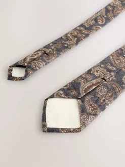 Stropdassen En Pochets|Next Marineblauw - Signature Made In Italy Printed Paisley Tie