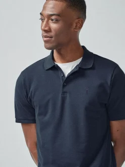 Poloshirts|Next Marineblauw - Slim Fit - Piqué poloshirt met korte mouwen
