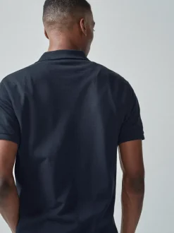 Poloshirts|Next Marineblauw - Slim Fit - Piqué poloshirt met korte mouwen