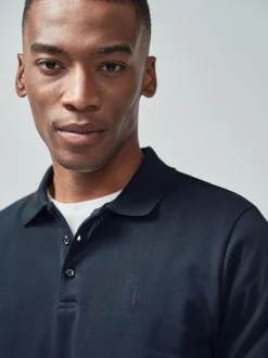 Poloshirts|Next Marineblauw - Slim Fit - Piqué poloshirt met korte mouwen