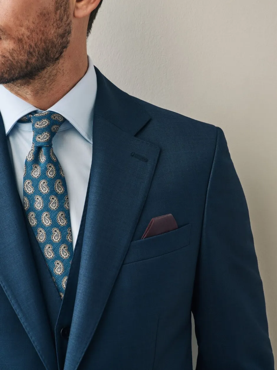 Pakken|Next - Slim Fit Signature Cerutti 100% Italian Wool Suit Jacket Marineblauw