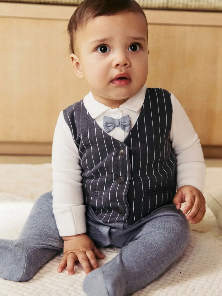 Gelegenheidskleding|Babypakjes En Babypyjama's*Next Marineblauw - Slimme baby pyjama met strik stropdas (0mnd-2jr)