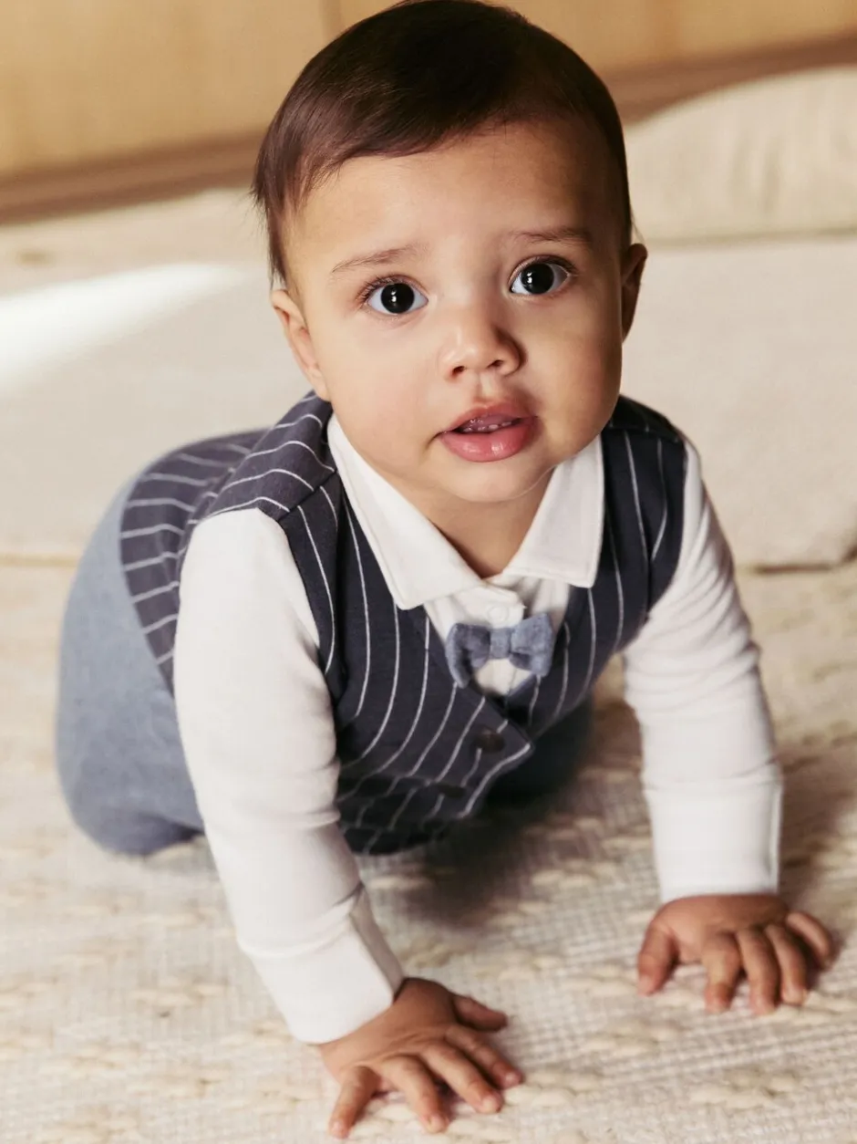 Gelegenheidskleding|Babypakjes En Babypyjama's*Next Marineblauw - Slimme baby pyjama met strik stropdas (0mnd-2jr)