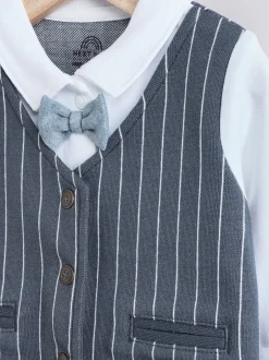 Gelegenheidskleding|Babypakjes En Babypyjama's*Next Marineblauw - Slimme baby pyjama met strik stropdas (0mnd-2jr)
