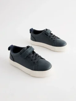 Sneakers|Next - Sneakers met klittenbandsluiting en elastische veters Marineblauw
