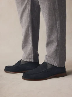 Schoenen|Formele Schoenen|Next - Standaard pasvorm - Suède instappers Marineblauw