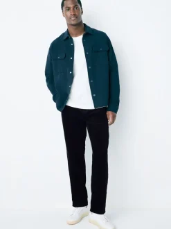 Broeken En Chino's|Next - Standaard toelopende pasvorm - Corduroy Single Pleated Trousers Marineblauw