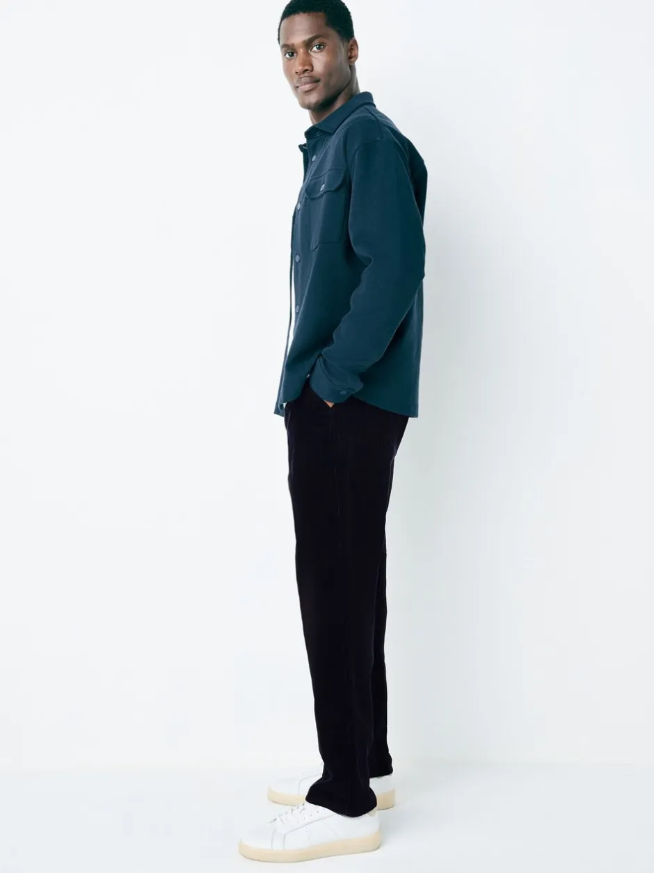 Broeken En Chino's|Next - Standaard toelopende pasvorm - Corduroy Single Pleated Trousers Marineblauw