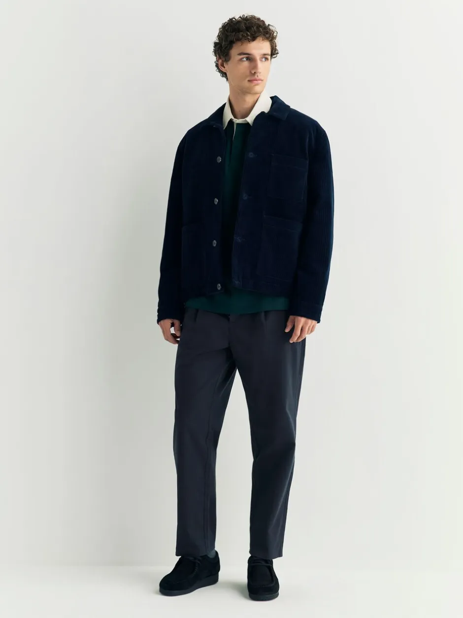 Broeken En Chino's*Next - Standaard toelopende pasvorm - Pleated Stretch Chinos Trousers With Elasticated Waist Marineblauw