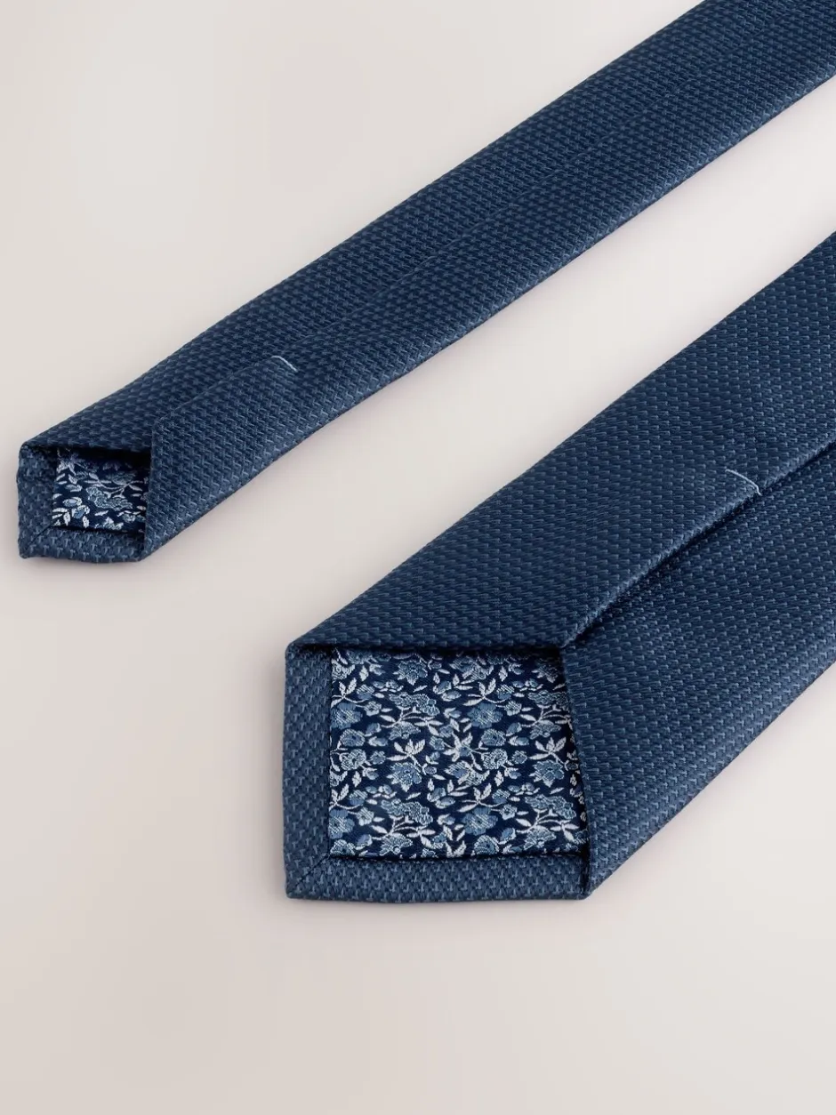 Stropdassen En Pochets|Next Marineblauw - Stropdas met textuur en dasspeld