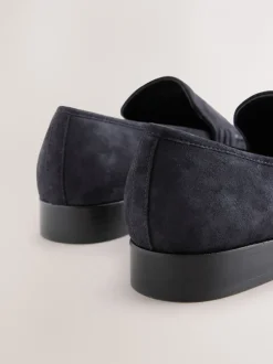 Lage Schoenen|Next - Suède ronde neus Instappers Marineblauw