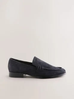 Lage Schoenen|Next - Suède ronde neus Instappers Marineblauw