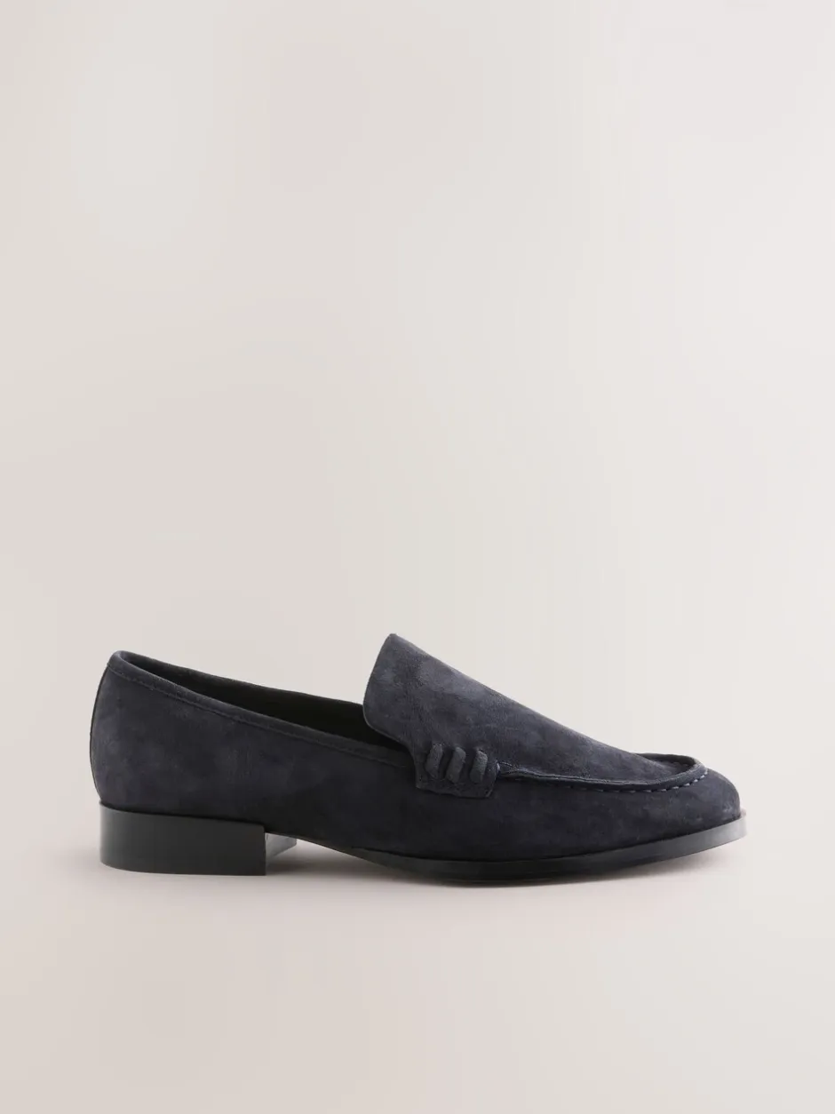 Lage Schoenen|Next - Suède ronde neus Instappers Marineblauw