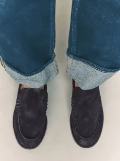 Lage Schoenen|Next - Suède ronde neus Instappers Marineblauw
