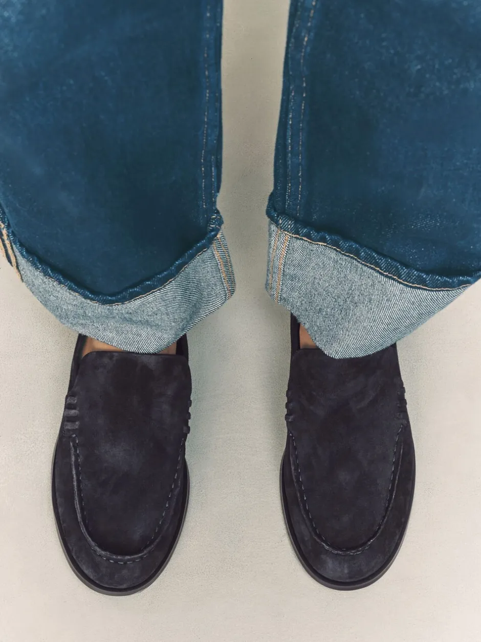 Lage Schoenen|Next - Suède ronde neus Instappers Marineblauw