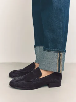 Lage Schoenen|Next - Suède ronde neus Instappers Marineblauw