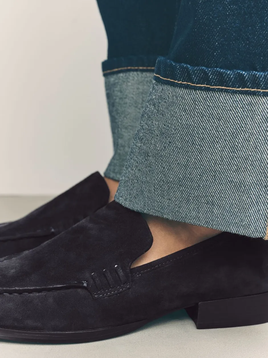 Lage Schoenen|Next - Suède ronde neus Instappers Marineblauw