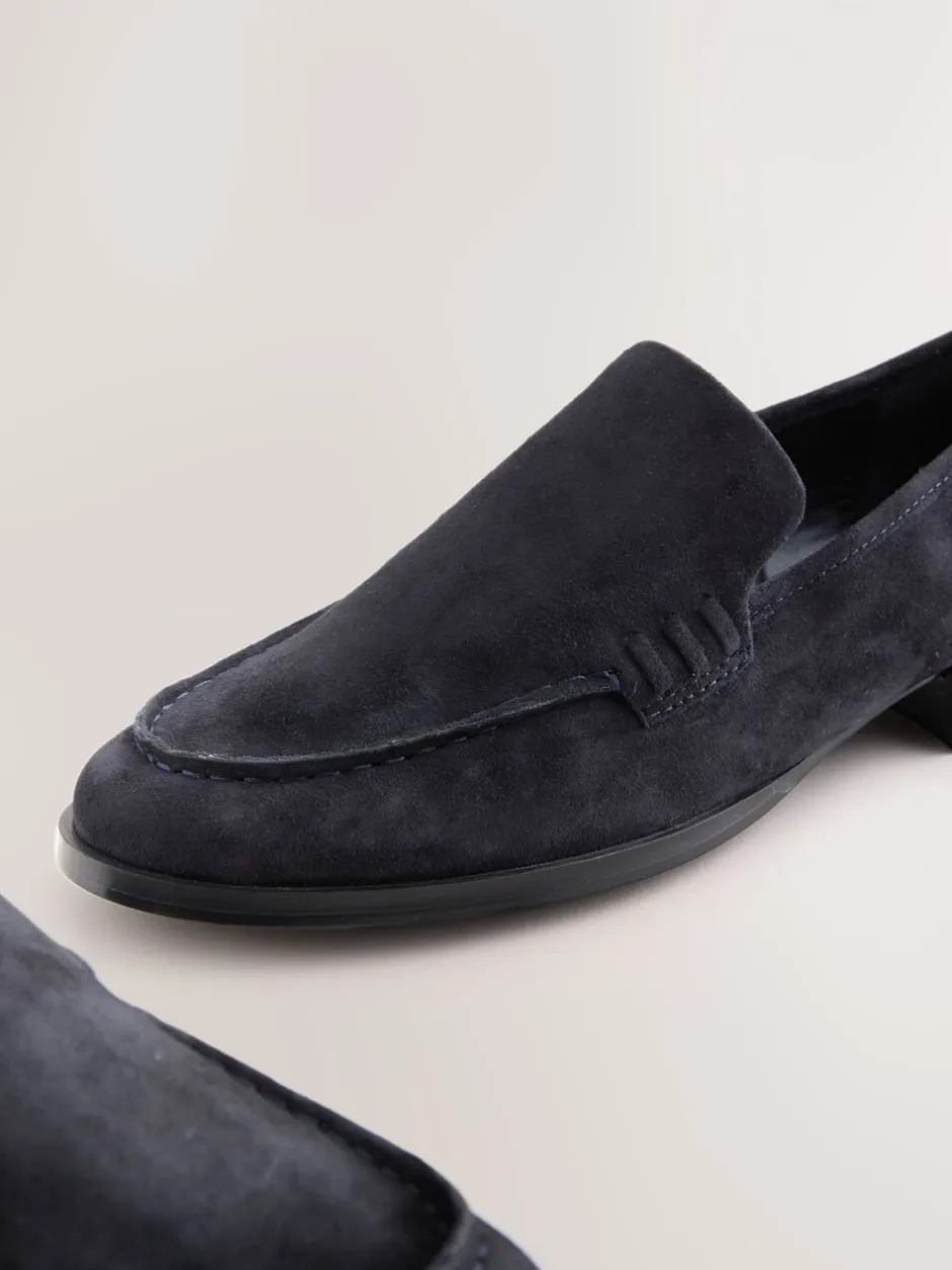 Lage Schoenen|Next - Suède ronde neus Instappers Marineblauw