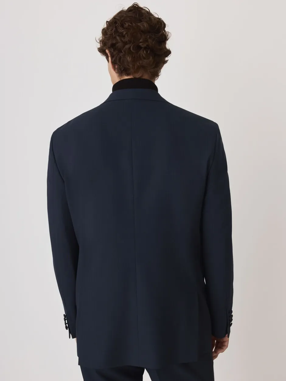 Smokings En Feestkleding|Next Marineblauw - Tailored Fit Wool Blend Motionflex Tuxedo Suit Jacket