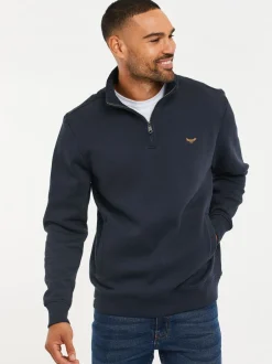 Sweaters En Hoody´S|Sweaters En Hoody´S|Threadbare Marineblauw - - Sweatshirt met korte rits aan de hals