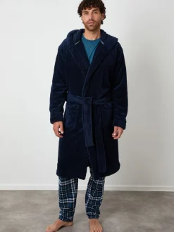 Kamerjassen En Badjassen|Threadbare - - Behaaglijke kamerjas met capuchon Marineblauw