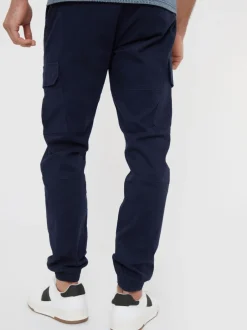 Joggingbroeken|Threadbare - cargobroek in joggingstijl van katoen met stretch Marineblauw
