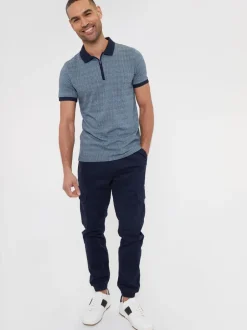 Joggingbroeken|Threadbare - cargobroek in joggingstijl van katoen met stretch Marineblauw