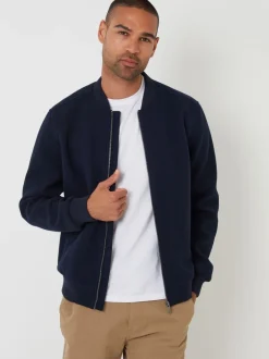 Blazers En Business-Jasjes|Jassen En Jacks|Threadbare - Faux Wool Brushed Bomber Jacket Marineblauw