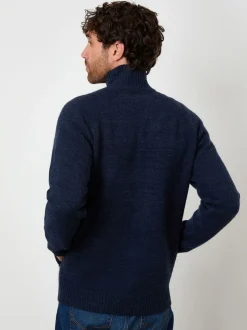 Gebreide Kleding*Threadbare Marineblauw - Funnel Neck Button Up Knitted Cardigan