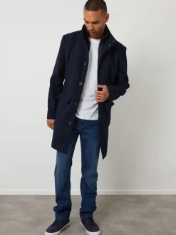Jassen En Jacks*Threadbare - Lange utility-jas van imitatie-wol met laagjeslook Marineblauw
