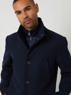 Jassen En Jacks*Threadbare - Lange utility-jas van imitatie-wol met laagjeslook Marineblauw