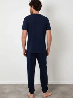 Pyjama's|Threadbare Marineblauw - pyjamaset