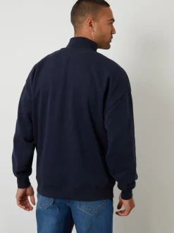 Sweaters En Hoody´S|Sweaters En Hoody´S|Threadbare - Relaxed Fit Half Zip Sweatshirt Marineblauw