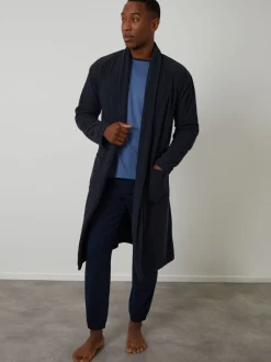 Kamerjassen En Badjassen|Threadbare - Waffle Fleece Dressing Gown Marineblauw