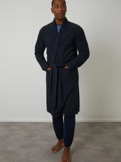 Kamerjassen En Badjassen|Threadbare - Waffle Fleece Dressing Gown Marineblauw