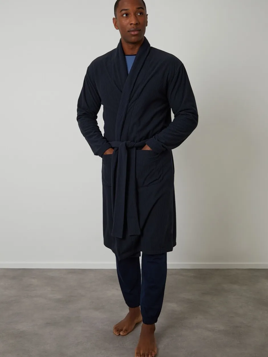 Kamerjassen En Badjassen|Threadbare - Waffle Fleece Dressing Gown Marineblauw